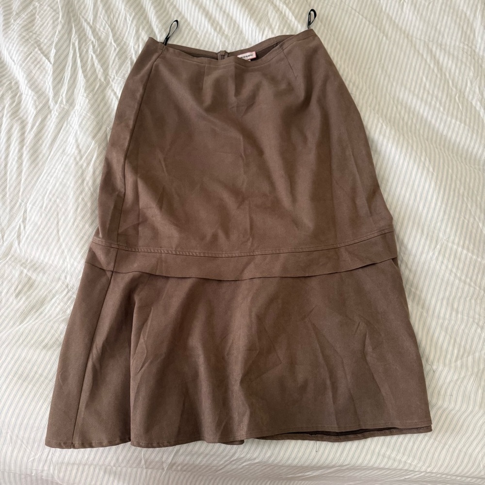 Women's Brown A-Line Tiered Skirt